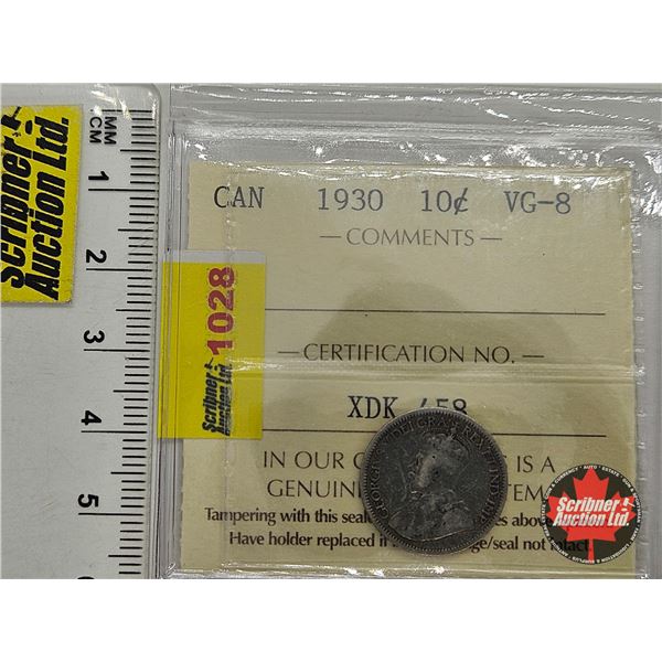 Canada Ten Cent 1930 : ICCS Cert VG-8