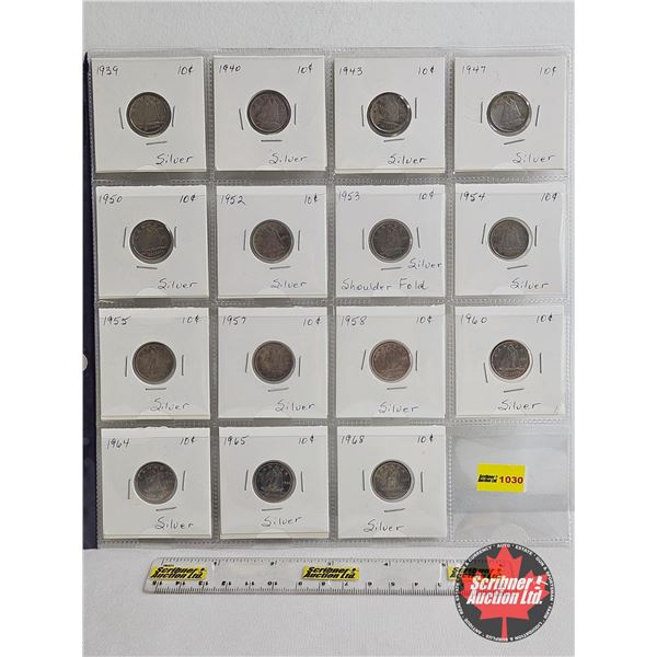 Canada Ten Cent (15) : 1939; 1940; 1943; 1947; 1950; 1952; 1953; 1954; 1955;1957; 1958; 1960; 1964; 