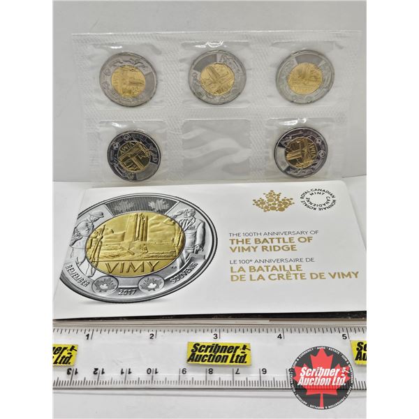 RCM Canada 2017 : $2 Circulation Coin : The Battle of Vimy Ridge Five-Coin Pack