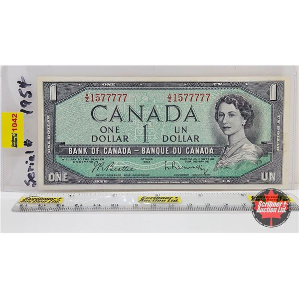 Canada $1 Bill 1954 : Beattie/Rasminsky #AZ1577777