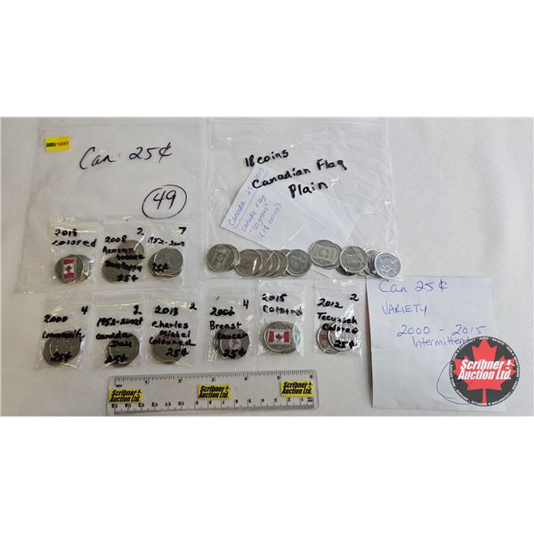 Canada Twenty Five Cent (Variety 2000 - 2015 Intermittent) (49 Coins)