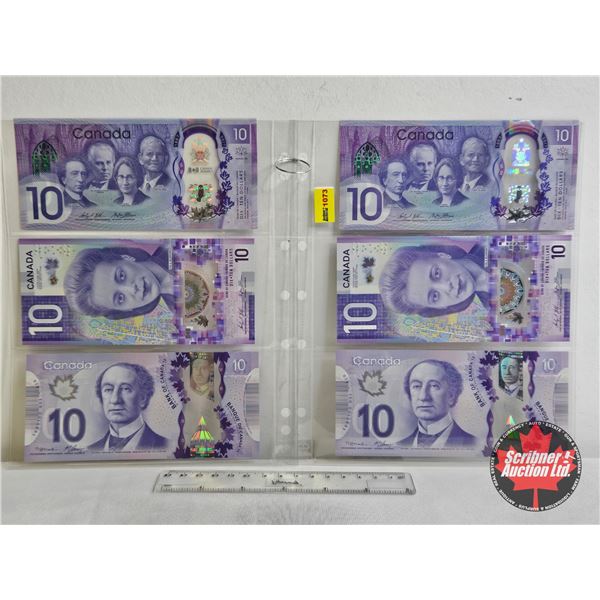 Canada $10 Bills (6) : Sequential Pairs - 2017 Wilkins/Poloz #CDC1452342-343 - 2018 Wilkins/Poloz #F