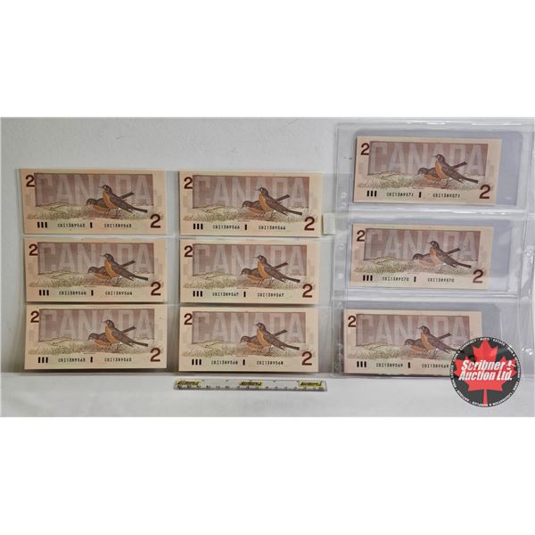 Canada $2 Bills 1986 (9 Consecutive) : Bonin/Thiessen #CBI1389563-571