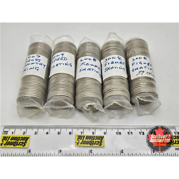 Canada Twenty Five Cent (5 ROLLS) : (200 Coins) - 2008 Figure Skating (3 Rolls) - 2009 Speed Skating