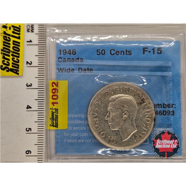 Canada Fifty Cent 1946 "Wide Date" : CCCS Cert F-15