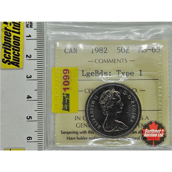 Canada Fifty Cent 1982 "LgeBds; Type 1" : ICCS Cert MS-65