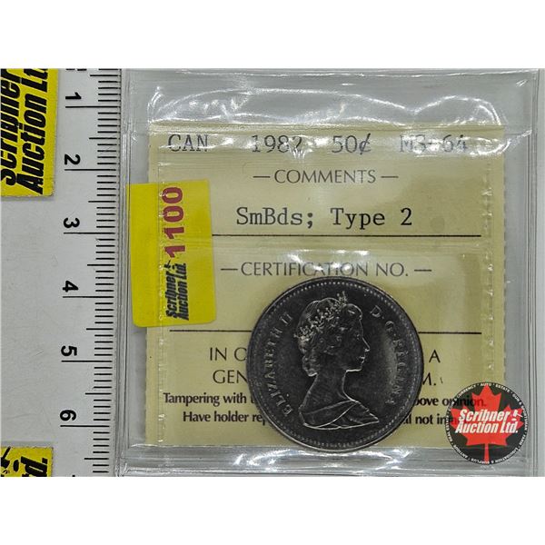 Canada Fifty Cent 1982 "SmBds; Type 2" : ICCS Cert MS-64