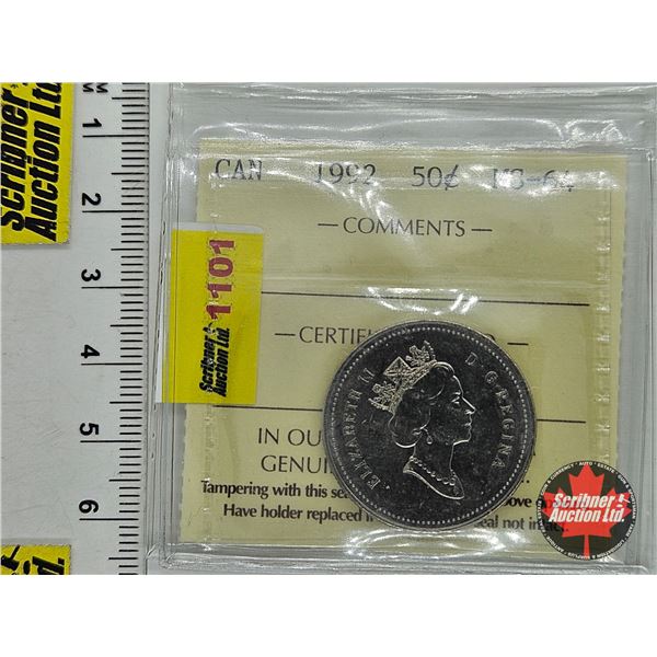 Canada Fifty Cent 1992 : ICCS Cert MS-64