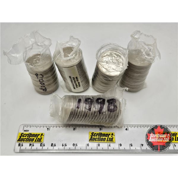 Canada Fifty Cent (106 Coins) : (Five PARTIAL ROLLS) : 1996; 1998; 2000; 2001P; 2001P