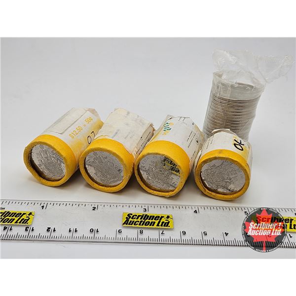 Canada Fifty Cent (91 Coins) : (Five PARTIAL ROLLS) : 1952-2002 ; 2005; 2006; 2007; 2008