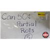 Image 6 : Canada Fifty Cent (101 Coins) : (Five PARTIAL ROLLS) : 2016; 2017; 2017; 2018; 2019