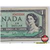 Image 3 : Canada $1 Bill 1954 (2 Digit Serial Number) : Beattie/Rasminsky #WZ5655566