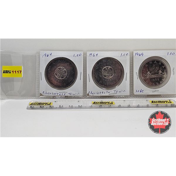 Canada One Dollar (3) : 1964; 1964; 1969