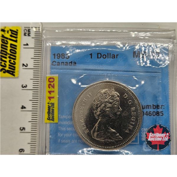 Canada One Dollar 1985 : ICCS Cert : MS-60