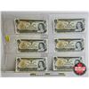 Image 1 : Canada $1 Bills 1973 (6 Sequential) : Crow/Bouey #ECM4267041-046