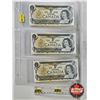 Image 1 : Canada $1 Bills 1973 (3 Sequential) : Crow/Bouey #ECM4267049-050-051