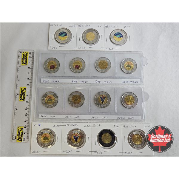 Canada Toonies (15) : 1867-2017 Color; 1867-2017; 1867-2017 Color; 2018 Color; 2018 Color; 2018; 201
