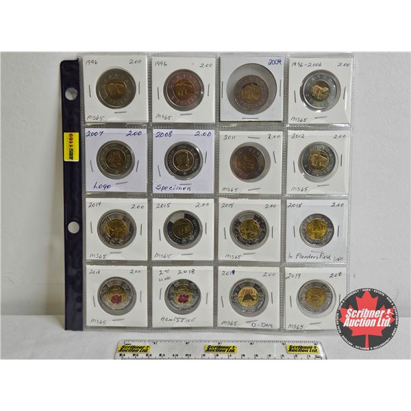 Canada Toonies (16) : 1996; 1996; 2004; 1996-2006; 2007; 2008; 2011; 2012; 2014; 2015; 2015; 2015; 2