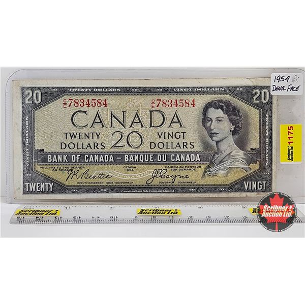 Canada $20 Bill 1954DF "Devil's Face" : Beattie/Coyne #CE7834584