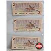 Image 2 : Canada $2 Bills 1986 (6) : Thiessen/Crow : Prefixes (BUW / BUZ / BUV)
