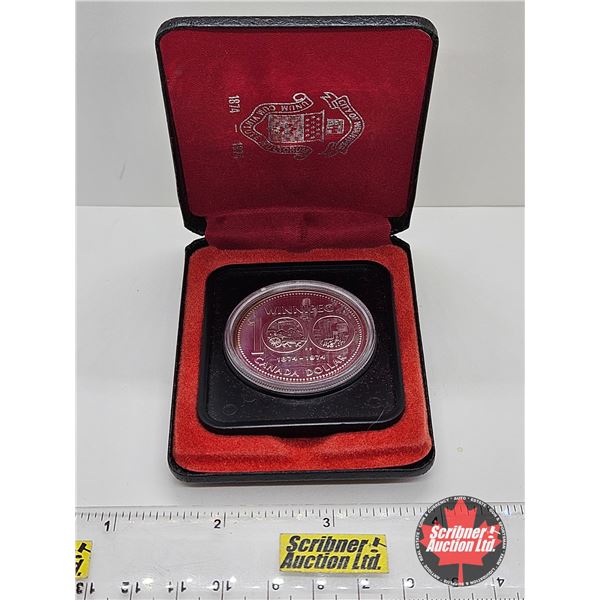 RCM Canada Silver Dollar 1874-1974 Winnipeg (Black Clamshell Case)