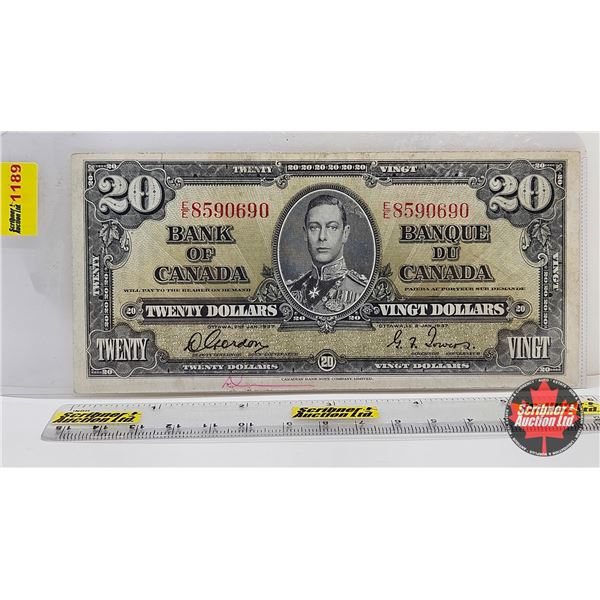 Bank of Canada $20 Bill 1937 : Gordon/Towers #EE8590690
