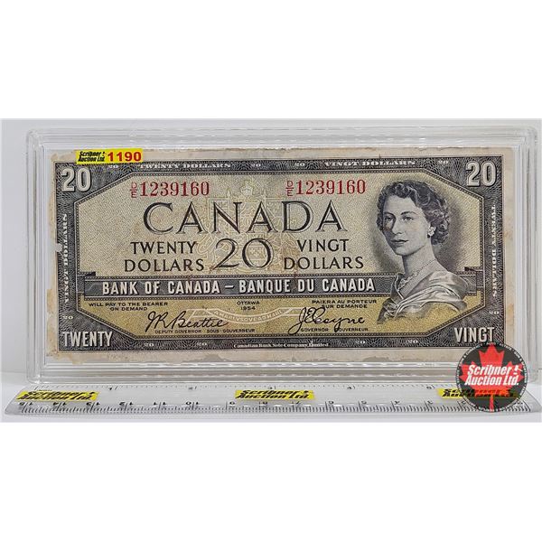 Canada $20 Bill 1954DF "Devil's Face" : Beattie/Coyne #DE1239160