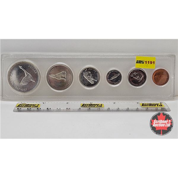 Canada Coins Centennial 1967 (Hardshell Case) : One Cent; Five Cent; Ten Cent; Twenty Five Cent; Fif