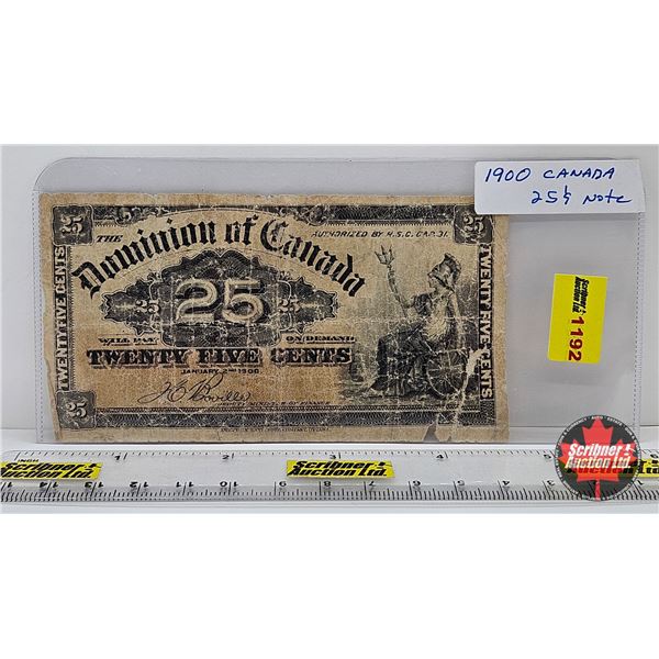 Dominion of Canada 1900 Twenty Five Cent "Shinplaster" : Boville