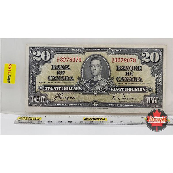 Bank of Canada $20 Bill 1937 : Coyne/Towers #HE3278079