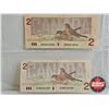 Image 2 : Canada $2 Bills 1986 (11) : Variety Signatures / Prefixes