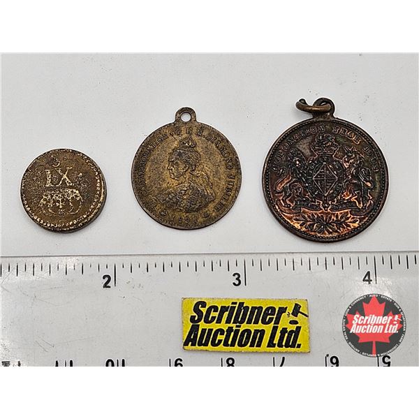 British Coins/Weight (3): - Brass Weight  - 1902 Commemorative Medal King Edward VII Queen Alexandra