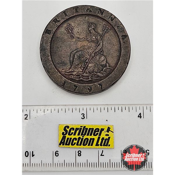 United Kingdom 2 Pence 1797 : George III "Cartwheel" (56.7g : Copper)