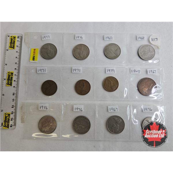 Britain / New Zealand Coins (12 Coins ) : 1960's & 1970's