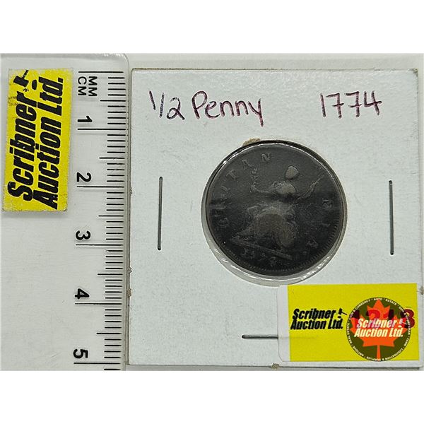United Kingdom 1774 Half Penny : George III : First Issue