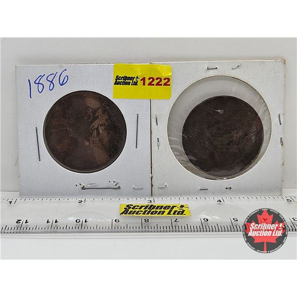 United Kingdom One Penny (2) :  1875 ; 1886