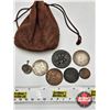 Image 1 : British Coin Collection in Leather Pouch (8 Coins) : 1700's & 1800's