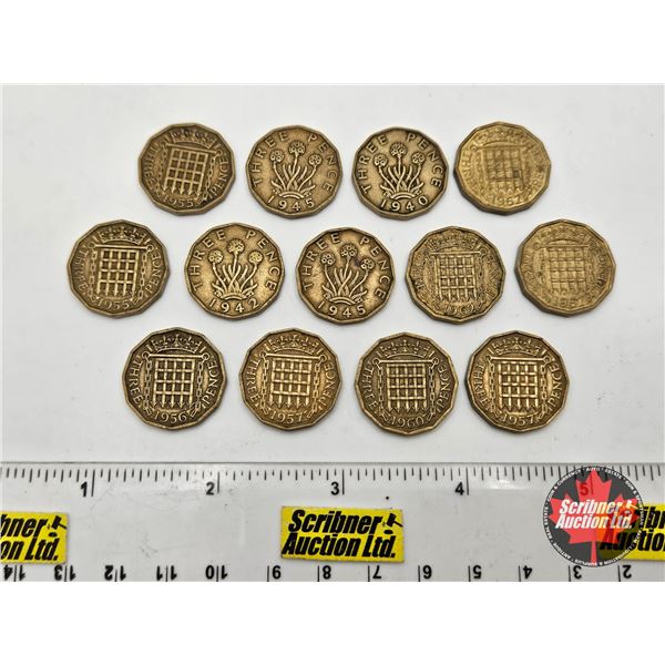 United Kingdom Three Pence (13) : 1940's; 1950's; 1960's