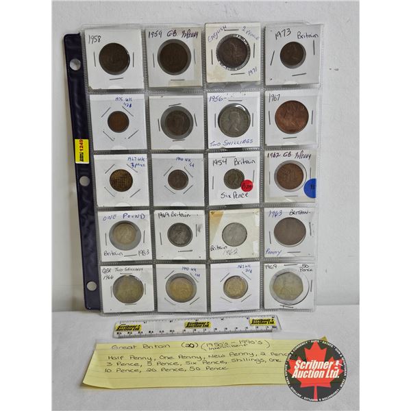 Great Britain Coin Collection (20) : 1950's - 1990's (Intermittent ~ Variety)