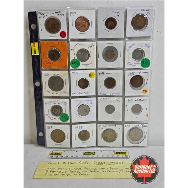 Great Britain Coin Collection (20) : 1950's - 1990's (Intermittent ~ Variety)