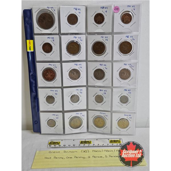 Great Britain Coin Collection (20) : 1950's - 2000's (Intermittent ~ Variety)
