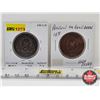 Image 1 : Province du bas Canada Un Sou 1837 : Bank Token Half Penny Tokens (2)