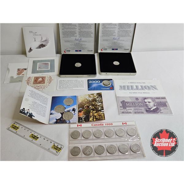 Junior Collector Combo : - Canadian Tire Coins - Canada Millenium Quarter - RCM Canada Millenium Coi