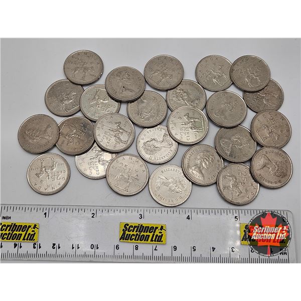 Canada Twenty Five Cent 1973 RCMP (25 Coins)