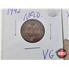 Image 2 : Newfoundland Coins (4) :  - One Cent 1942 - Five Cent 1929 (2) - Ten Cent 1941