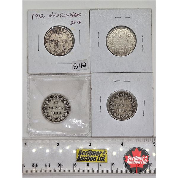 Newfoundland Twenty Cent (4) : 1885; 1885; 1890; 1912