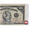 Image 3 : Dominion of Canada Twenty Five Cent "Shinplaster" 1923 : Hyndman/Saunders #058580