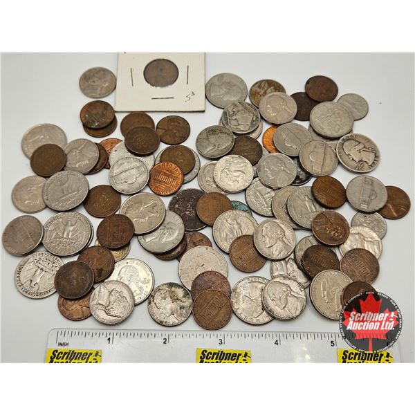 USA Coin Collection - Large Variety (83 Coins) : 1920's - 2000's (One Cent ; Five Cent; Ten Cent; Tw