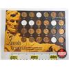 Image 1 : Lincoln Memorial Copper Penny Collector Card with 19 Coins (1950's - 1980's)