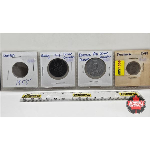 Foreign Coins (4) : Sweden, Norway, Denmark, Denmark